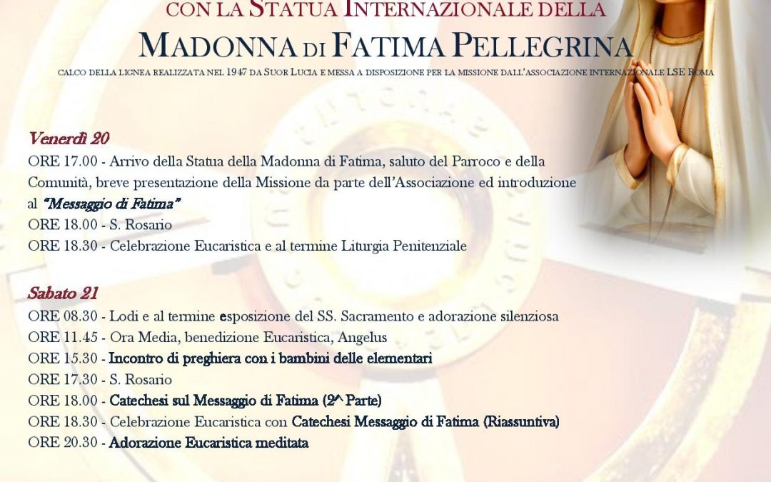 Missione Eucaristica Madonna di Fatima pellegrina